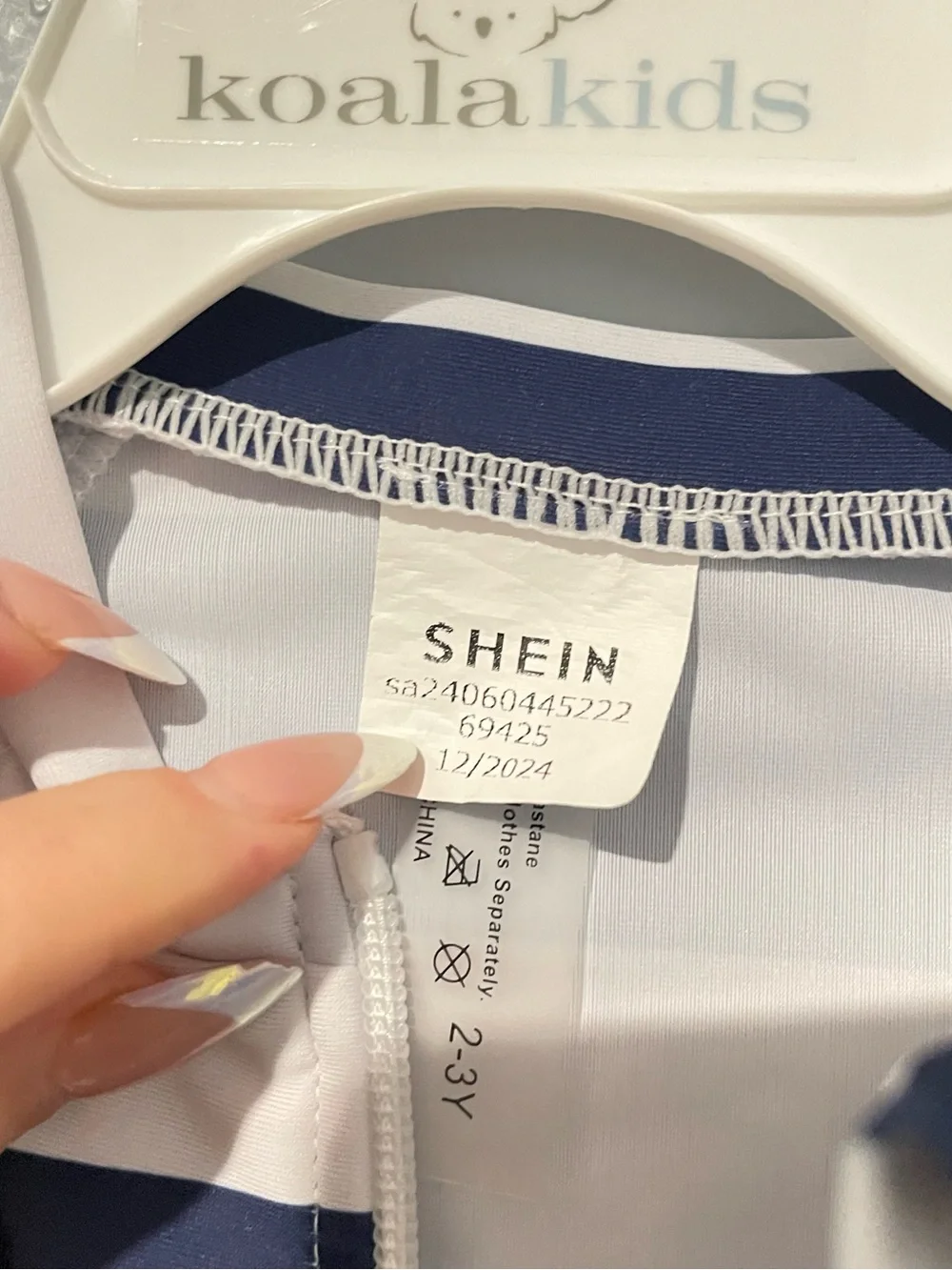 Shein | Toddler Boy | Size 2-3T | Navy + White Striped Baby Rash Guard One-Piece